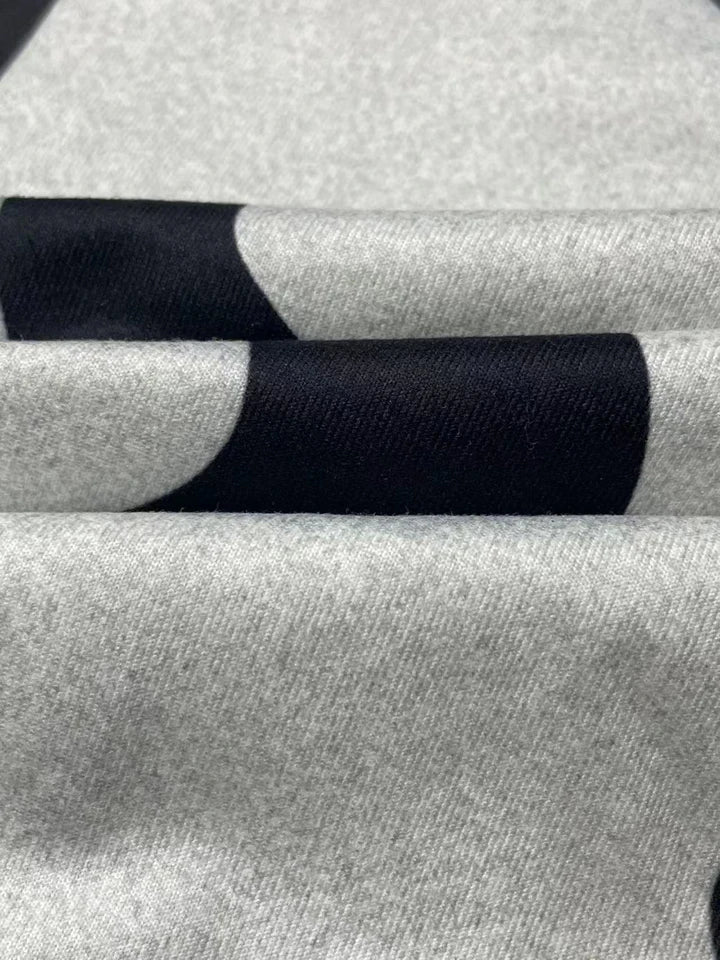 Spring and Autumn New Women's Black and Gray Wave Stripe Fashion Print Dress European and American Style Slim Elegant Long Sleeve Dress